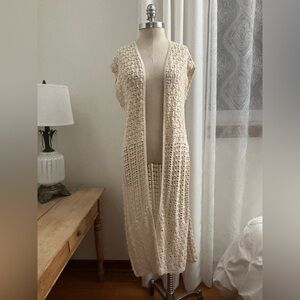 Jessica Simpson Ivory Crochet Cardigan, EUC, Medium